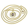 Collares con Dije 04.156.0307.2.20 Oro Laminado, Diseño de Mano de Dios y Judaica, con Micro Pave Multicolor, Pulido, Tono Dorado (Grosor 02 MM, 20 Pulgadas de Largo)