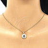 Juego de Arete y Dije de Adulto 10.156.0250.1 Oro Laminado, Diseño de Mano de Dios, con Zafiro Azul Micro Pave, Pulido, Tono Dorado