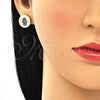 Juego de Arete y Dije de Adulto 10.156.0250.1 Oro Laminado, Diseño de Mano de Dios, con Zafiro Azul Micro Pave, Pulido, Tono Dorado
