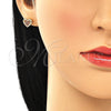 Arete Dormilona 02.156.0446.2 Oro Laminado, Diseño de Corazón, con Granate Micro Pave, Pulido, Tono Dorado