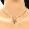Collares con Dije 04.156.0308.2.20 Oro Laminado, Diseño de Corazón, con Granate Micro Pave, Pulido, Tono Dorado (02 MM Thickness, 20 Inches Length)