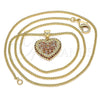 Collares con Dije 04.156.0308.2.20 Oro Laminado, Diseño de Corazón, con Granate Micro Pave, Pulido, Tono Dorado (02 MM Thickness, 20 Inches Length)