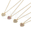 Collares con Dije 04.156.0308.2.20 Oro Laminado, Diseño de Corazón, con Granate Micro Pave, Pulido, Tono Dorado (02 MM Thickness, 20 Inches Length)