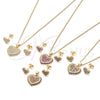 Juego de Arete y Dije de Adulto 10.156.0251.1 Oro Laminado, Diseño de Corazón, con Rubi Micro Pave, Pulido, Tono Dorado