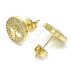 Arete Dormilona 02.156.0447 Oro Laminado, Diseño de Ãrbol, con Blanca Micro Pave, Pulido, Tono Dorado
