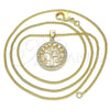 Collares con Dije 04.156.0310.20 Oro Laminado, Diseño de Ãrbol, con Blanca Micro Pave, Pulido, Tono Dorado (02 MM Thickness, 20 Inches Length)
