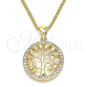 Collares con Dije 04.156.0310.20 Oro Laminado, Diseño de Ãrbol, con Blanca Micro Pave, Pulido, Tono Dorado (02 MM Thickness, 20 Inches Length)