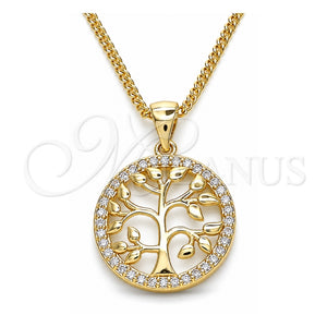 Collares con Dije 04.156.0310.20 Oro Laminado, Diseño de Ãrbol, con Blanca Micro Pave, Pulido, Tono Dorado (02 MM Thickness, 20 Inches Length)