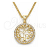 Collares con Dije 04.156.0310.20 Oro Laminado, Diseño de Ãrbol, con Blanca Micro Pave, Pulido, Tono Dorado (02 MM Thickness, 20 Inches Length)
