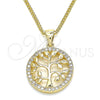 Collares con Dije 04.156.0310.20 Oro Laminado, Diseño de Ãrbol, con Blanca Micro Pave, Pulido, Tono Dorado (02 MM Thickness, 20 Inches Length)