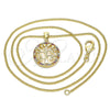 Collares con Dije 04.156.0310.1.20 Oro Laminado, Diseño de Ãrbol, con Multicolor Micro Pave, Pulido, Tono Dorado (02 MM Thickness, 20 Inches Length)