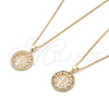 Collares con Dije 04.156.0310.1.20 Oro Laminado, Diseño de Ãrbol, con Multicolor Micro Pave, Pulido, Tono Dorado (02 MM Thickness, 20 Inches Length)