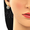 Arete Dormilona 02.156.0449 Oro Laminado, Diseño de Ãrbol, con Blanca Micro Pave, Pulido, Tono Dorado