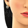 Arete Dormilona 02.156.0449.1 Oro Laminado, Diseño de Ãrbol, con Multicolor Micro Pave, Pulido, Tono Dorado