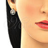 Arete Dormilona 02.156.0450 Oro Laminado, Diseño de Ãrbol, con Blanca Micro Pave, Pulido, Tono Dorado