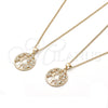 Collares con Dije 04.156.0313.20 Oro Laminado, Diseño de Ãrbol, con Blanca Micro Pave, Pulido, Tono Dorado (02 MM Thickness, 20 Inches Length)