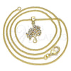 Collares con Dije 04.156.0314.1.20 Oro Laminado, Diseño de Ãrbol, con Multicolor Micro Pave, Pulido, Tono Dorado (02 MM Thickness, 20 Inches Length)