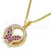 Collares con Dije 04.156.0315.1.20 Oro Laminado, Diseño de Mariposa, con Rubi Micro Pave, Pulido, Tono Dorado (02 MM Thickness, 20 Inches Length)