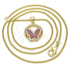 Collares con Dije 04.156.0315.1.20 Oro Laminado, Diseño de Mariposa, con Rubi Micro Pave, Pulido, Tono Dorado (02 MM Thickness, 20 Inches Length)