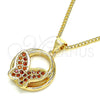 Collares con Dije 04.156.0315.2.20 Oro Laminado, Diseño de Mariposa, con Micro Pave Granate, Pulido, Tono Dorado (Grosor 02 MM, 20 Pulgadas de Largo)