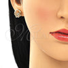 Juego de Arete y Dije de Adulto 10.156.0258.2 Oro Laminado, Diseño de Mariposa, con Granate Micro Pave, Pulido, Tono Dorado
