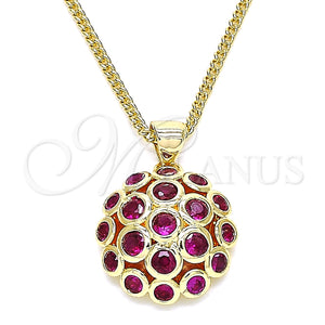 Collares con Dije 04.156.0316.1.20 Oro Laminado, con Rubi Micro Pave, Pulido, Tono Dorado (02 MM Thickness, 20 Inches Length)