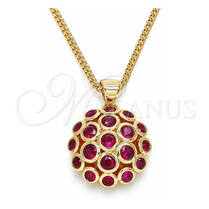 Collares con Dije 04.156.0316.1.20 Oro Laminado, con Micro Pave Rubi, Pulido, Tono Dorado (Grosor 02 MM, 20 Pulgadas de Largo)