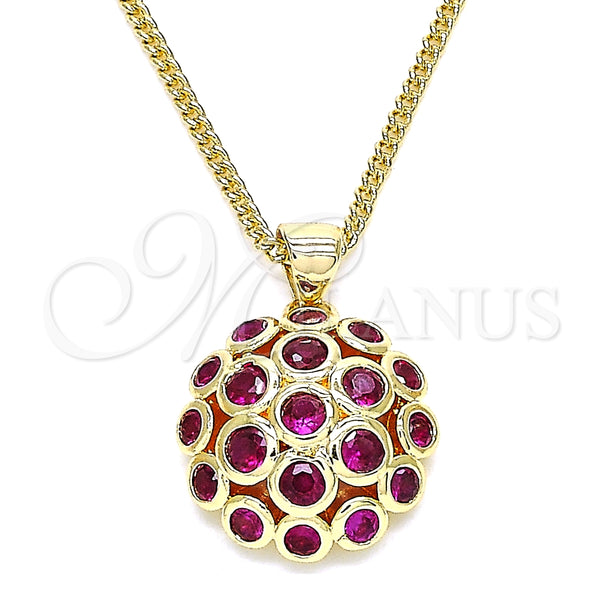 Collares con Dije 04.156.0316.1.20 Oro Laminado, con Rubi Micro Pave, Pulido, Tono Dorado (02 MM Thickness, 20 Inches Length)