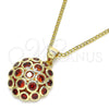 Collares con Dije 04.156.0316.2.20 Oro Laminado, con Granate Micro Pave, Pulido, Tono Dorado (02 MM Thickness, 20 Inches Length)