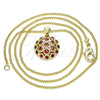 Collares con Dije 04.156.0316.2.20 Oro Laminado, con Granate Micro Pave, Pulido, Tono Dorado (02 MM Thickness, 20 Inches Length)