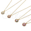 Collares con Dije 04.156.0316.2.20 Oro Laminado, con Granate Micro Pave, Pulido, Tono Dorado (02 MM Thickness, 20 Inches Length)