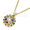 Collares con Dije 04.156.0316.3.20 Oro Laminado, con Multicolor Micro Pave, Pulido, Tono Dorado (02 MM Thickness, 20 Inches Length)