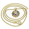 Collares con Dije 04.156.0316.3.20 Oro Laminado, con Multicolor Micro Pave, Pulido, Tono Dorado (02 MM Thickness, 20 Inches Length)