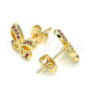 Arete Dormilona 02.156.0455.1 Oro Laminado, Diseño de Mariposa, con Rubi Micro Pave, Pulido, Tono Dorado