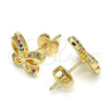 Arete Dormilona 02.156.0455.3 Oro Laminado, Diseño de Mariposa, con Multicolor Micro Pave, Pulido, Tono Dorado