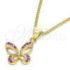 Collares con Dije 04.156.0317.1.20 Oro Laminado, Diseño de Mariposa, con Rubi Micro Pave, Pulido, Tono Dorado (02 MM Thickness, 20 Inches Length)