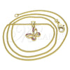 Collares con Dije 04.156.0317.1.20 Oro Laminado, Diseño de Mariposa, con Rubi Micro Pave, Pulido, Tono Dorado (02 MM Thickness, 20 Inches Length)