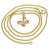 Collares con Dije 04.156.0317.2.20 Oro Laminado, Diseño de Mariposa, con Granate Micro Pave, Pulido, Tono Dorado (02 MM Thickness, 20 Inches Length)