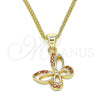 Collares con Dije 04.156.0317.2.20 Oro Laminado, Diseño de Mariposa, con Granate Micro Pave, Pulido, Tono Dorado (02 MM Thickness, 20 Inches Length)