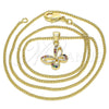 Collares con Dije 04.156.0317.3.20 Oro Laminado, Diseño de Mariposa, con Multicolor Micro Pave, Pulido, Tono Dorado (02 MM Thickness, 20 Inches Length)