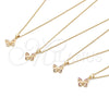 Collares con Dije 04.156.0317.3.20 Oro Laminado, Diseño de Mariposa, con Multicolor Micro Pave, Pulido, Tono Dorado (02 MM Thickness, 20 Inches Length)