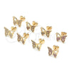 Arete Dormilona 02.156.0456 Oro Laminado, Diseño de Mariposa, con Blanca Micro Pave, Pulido, Tono Dorado