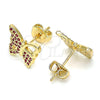 Arete Dormilona 02.156.0456.1 Oro Laminado, Diseño de Mariposa, con Rubi Micro Pave, Pulido, Tono Dorado