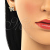 Arete Dormilona 02.156.0456.3 Oro Laminado, Diseño de Mariposa, con Multicolor Micro Pave, Pulido, Tono Dorado