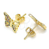 Arete Dormilona 02.156.0456.3 Oro Laminado, Diseño de Mariposa, con Multicolor Micro Pave, Pulido, Tono Dorado