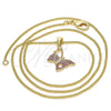 Collares con Dije 04.156.0318.1.20 Oro Laminado, Diseño de Mariposa, con Rubi Micro Pave, Pulido, Tono Dorado (02 MM Thickness, 20 Inches Length)