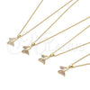 Collares con Dije 04.156.0318.1.20 Oro Laminado, Diseño de Mariposa, con Rubi Micro Pave, Pulido, Tono Dorado (02 MM Thickness, 20 Inches Length)