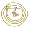 Collares con Dije 04.156.0318.3.20 Oro Laminado, Diseño de Mariposa, con Multicolor Micro Pave, Pulido, Tono Dorado (02 MM Thickness, 20 Inches Length)