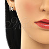 Juego de Arete y Dije de Adulto 10.156.0261.1 Oro Laminado, Diseño de Mariposa, con Rubi Micro Pave, Pulido, Tono Dorado