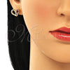 Arete Dormilona 02.156.0457.2 Oro Laminado, Diseño de Corazón, con Granate Micro Pave, Pulido, Tono Dorado